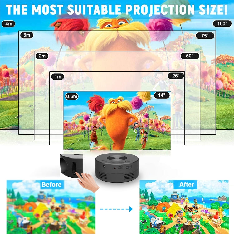 YT200 320 X 180P LED HD Mini Projector USB Powered Support Wired Connection Phone Screen(Black) - Mini Projector by PMC TechLife | Online Shopping South Africa | PMC TechLife