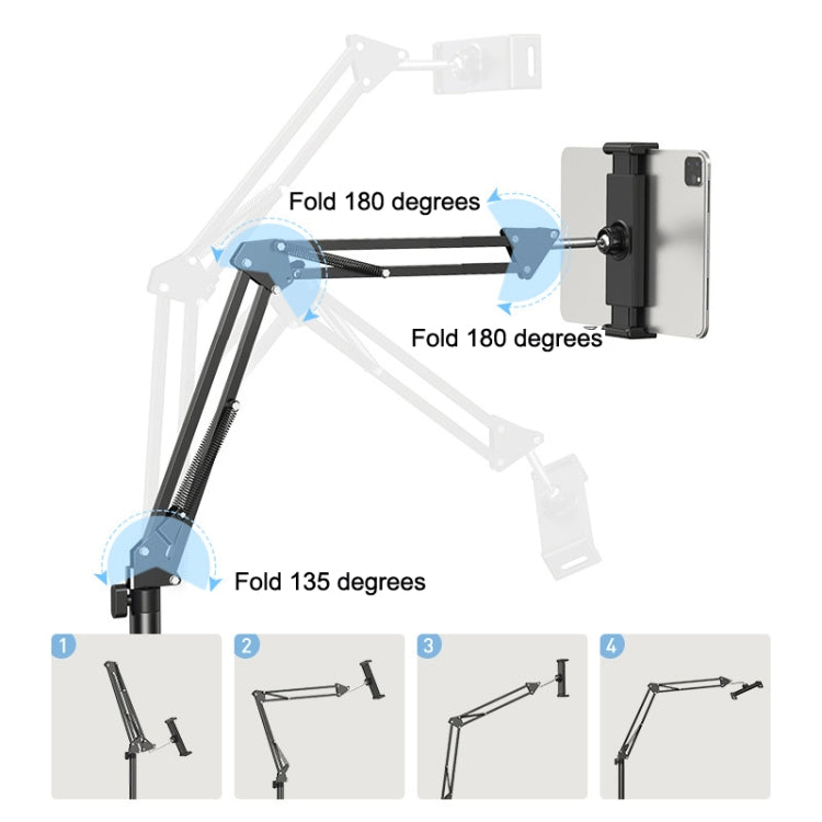 SSKY L10 Home Cantilever Ground Phone Holder Tablet Support Holder, Style: Fixed+Phone Clip (Black) - Lazy Bracket by SSKY | Online Shopping South Africa | PMC TechLife | Buy Now Pay Later Mobicred