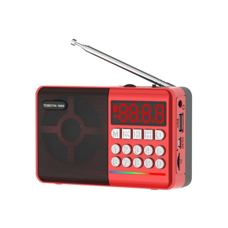 TEMEIYIN LED Digital Display Card Bluetooth Radio Speaker Morning Exercise Portable Player, Color: Red with Light - free shipping - PMC TechLife - Order now!