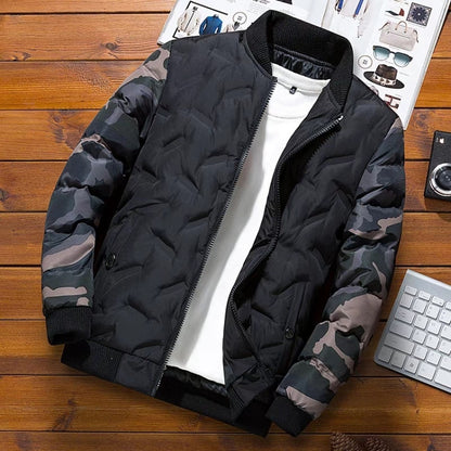 Men Jacket Winter Down Cotton Jacket Camouflage Baseball Jacket, Size: L(Black) - Cardigan by PMC Jewellery | Online Shopping South Africa | PMC Jewellery