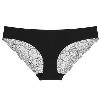 606 3pcs Sexy Lace One-piece Perspective Low-waist Ladies Underwear, Size: S(Black) - Ladies Underwear by PMC Jewellery | Online Shopping South Africa | PMC Jewellery