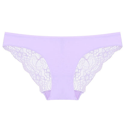 606 3pcs Sexy Lace One-piece Perspective Low-waist Ladies Underwear, Size: S(Light Purple) - Ladies Underwear by PMC Jewellery | Online Shopping South Africa | PMC Jewellery