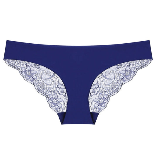 606 3pcs Sexy Lace One-piece Perspective Low-waist Ladies Underwear, Size: XL(Blue) - Ladies Underwear by PMC Jewellery | Online Shopping South Africa | PMC Jewellery