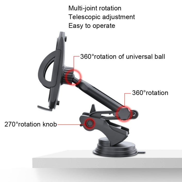 Yesido C111 Double Pole Rotating Telescopic Arm Car Bracket(Black) - free shipping - PMC TechLife - Order now!