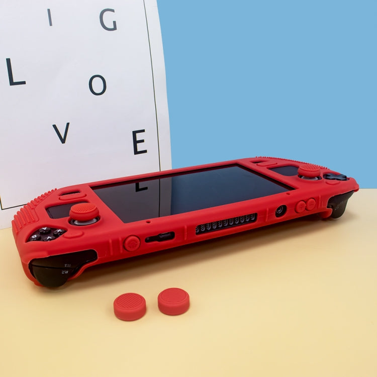 For Steam Deck V V4-1 Pocket Consoles Silicone Non-slip Protective Case with Holder Function(Red) - Accessories by PMC TechLife | Online Shopping South Africa | PMC TechLife