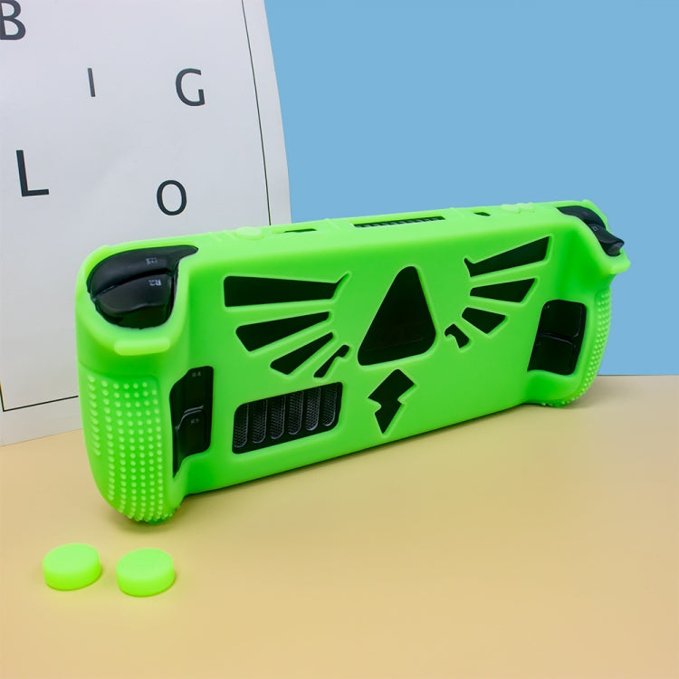 For Steam Deck V V4-1 Pocket Consoles Silicone Non-slip Protective Case with Holder Function(Green) - Accessories by PMC TechLife | Online Shopping South Africa | PMC TechLife