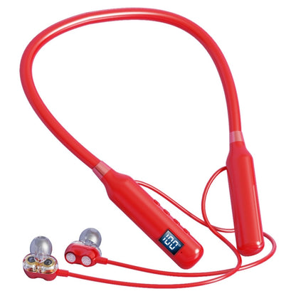 G72 Hanging Neck Card Insertable Digital Display Noise Reduction Wireless Bluetooth Earphone(Red) - Neck-mounted Earphone by PMC Jewellery | Online Shopping South Africa | PMC Jewellery