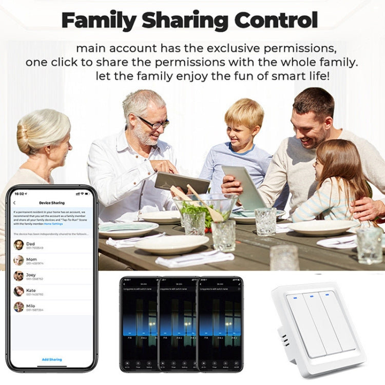 Tuya ZigBee Smart Single-fire Zero-fire Sharing Switch Phone Control Voice Panel EU Plug, Spec: 2 Buttons - Smart Switch by PMC TechLife | Online Shopping South Africa | PMC TechLife