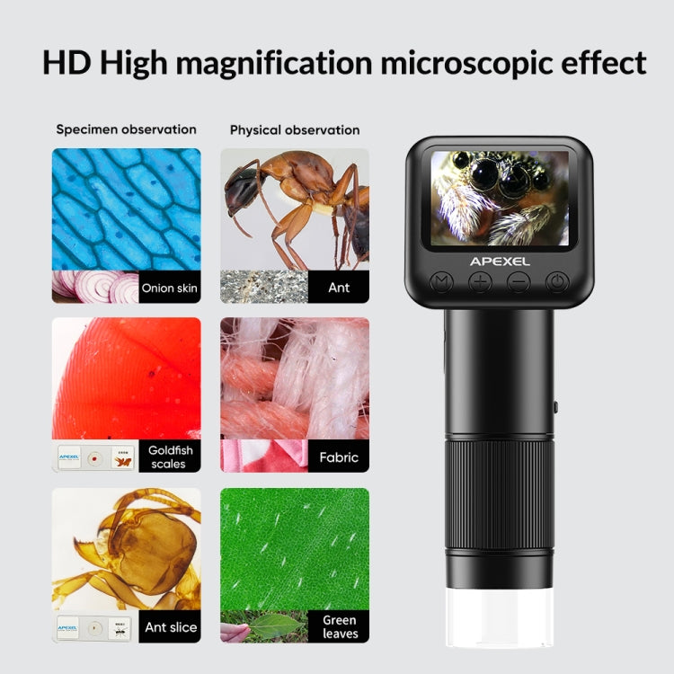 Apexel APL-MS008 Circuit Board Detection Amplification Delay Photography HD Microscopic Lens With Screen(Black) - free shipping - PMC TechLife - Order now!