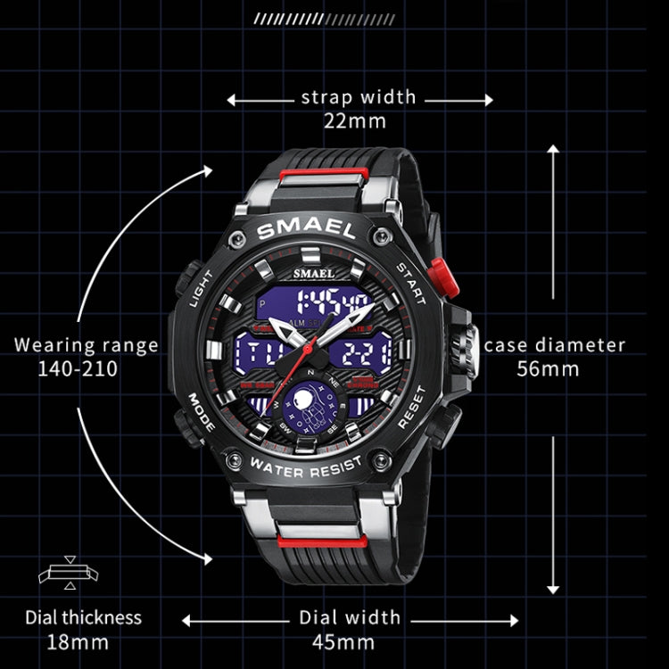 SMAEL 8069 Outdoor Multifunctional Waterproof Sports Alloy Luminous Watch(Blue) - LED Digital Watches by SMAEL | Online Shopping South Africa | PMC Jewellery | Buy Now Pay Later Mobicred