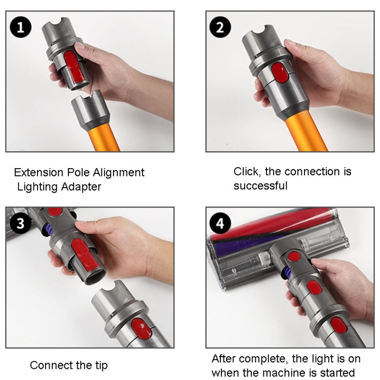 For Dyson V7 V8 V10 V11 V15 Vacuum Cleaner Suction Head Adapter with LED Light - free shipping - PMC TechLife - Order now!