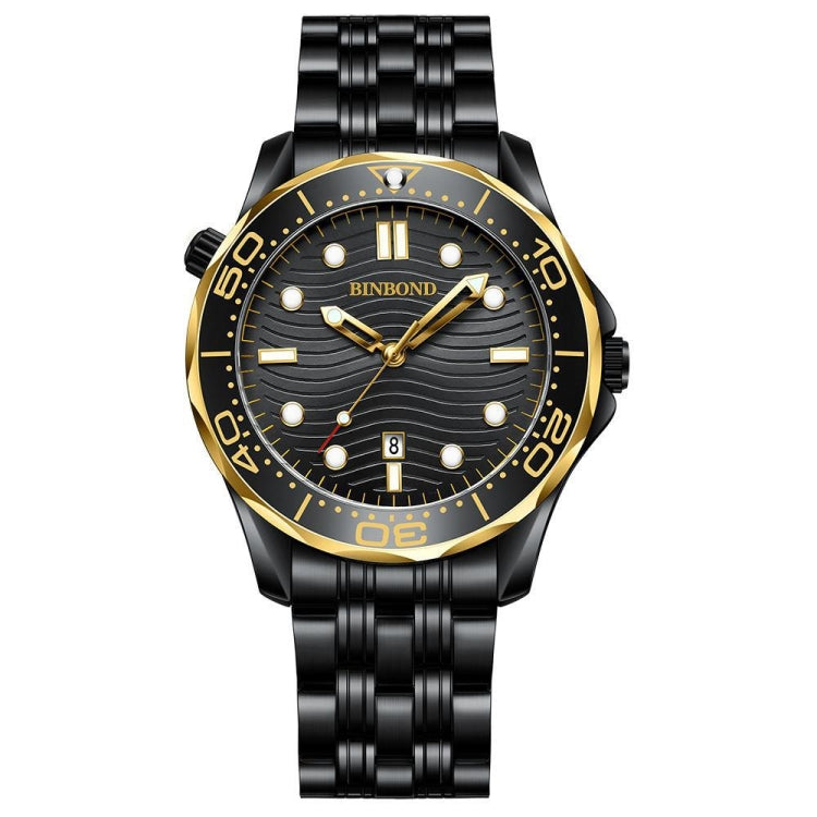 Black Steel Black Inter-gold Black  BINBOND B2820 Luminous 30m Waterproof Men Sports Quartz Watch - Metal Strap Watches by BINBOND | Online Shopping South Africa | PMC Jewellery | Buy Now Pay Later Mobicred