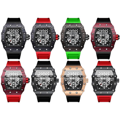 BINBOND B6577 Barrel Shape 30m Waterproof Sports Quartz Watch(Red Silicone-Black-Black) - Silicone Strap Watches by BINBOND | Online Shopping South Africa | PMC Jewellery | Buy Now Pay Later Mobicred