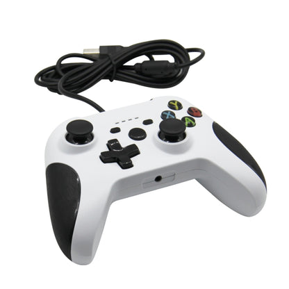 For XBOX One / PC HS-XO304 Wired Handle Dual Vibration With Headphone Jack, Cable Length: 1.8m(White) - Gamepad by PMC Jewellery | Online Shopping South Africa | PMC Jewellery