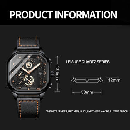 BINBOND B6577 30M Waterproof Luminous Square Quartz Watch, Color: Rose Gold-Black-Rose Gold - Metal Strap Watches by BINBOND | Online Shopping South Africa | PMC Jewellery | Buy Now Pay Later Mobicred