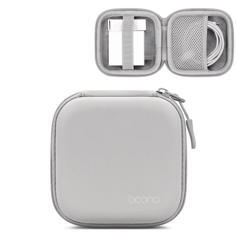 Baona BN-F017 Leather Digital Headphone Cable U Disk Storage Bag, Specification: Large Square Gray - Digital Storage Bag by Baona | Online Shopping South Africa | PMC TechLife | Buy Now Pay Later Mobicred