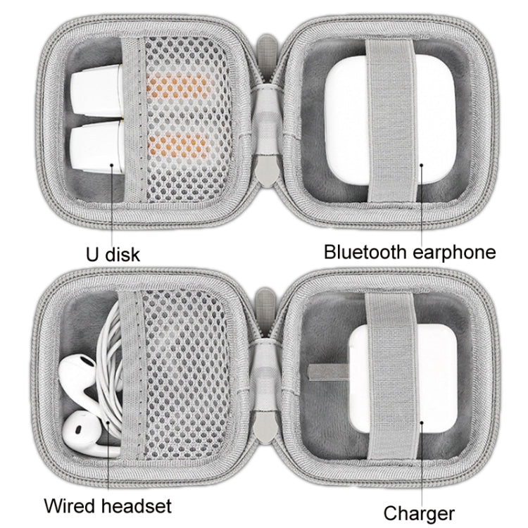 Baona BN-F017 Leather Digital Headphone Cable U Disk Storage Bag, Specification: Large Square Gray - Digital Storage Bag by Baona | Online Shopping South Africa | PMC TechLife | Buy Now Pay Later Mobicred
