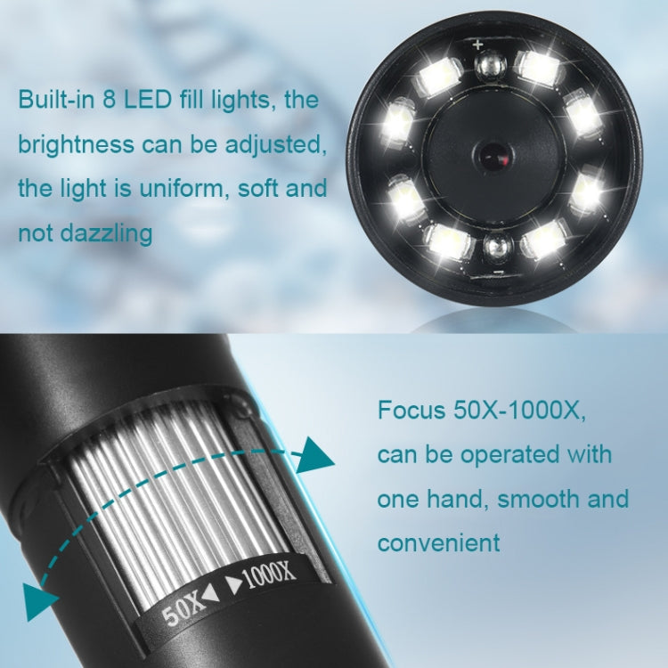 50X-1000X Wireless WIFI Connection LED Light Portable Digital Microscope, Specification: W05 - free shipping - PMC TechLife - Order now!
