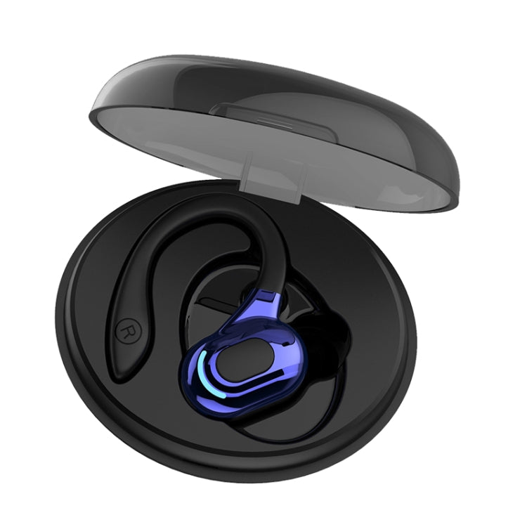 F8 Hanging Ear Stereo Wireless Bluetooth Earphones With Charging Bin(Blue Single Ear) - Bluetooth Earphone by PMC TechLife | Online Shopping South Africa | PMC TechLife