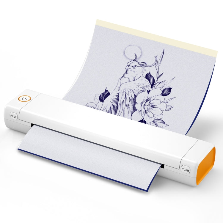 M08F Bluetooth Wireless Handheld Portable Thermal Printer(White Orange Tattoo Version) - Printer by PMC TechLife | Online Shopping South Africa | PMC TechLife