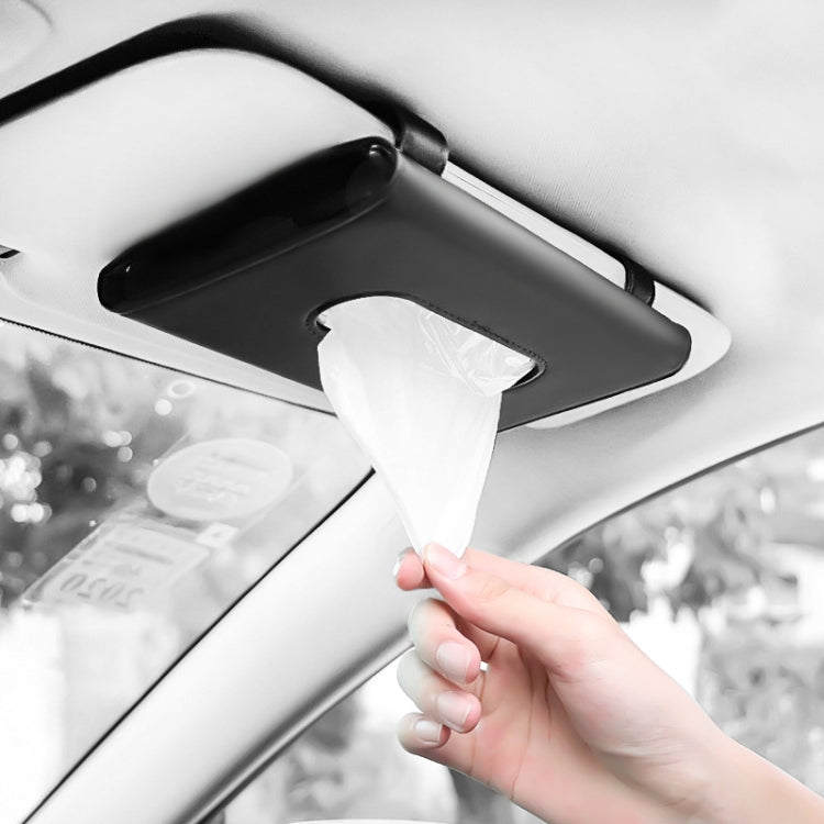 Car Sun Visor Tissue Holder Leather Hanging Storage Box(Black) - Tissue Boxes by PMC TechLife | Online Shopping South Africa | PMC TechLife