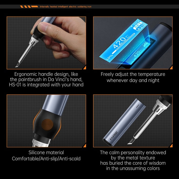 FNIRSI HS-01 Smart Soldering Iron Digital Display Portable Mini Soldering Station(Black BC2) - free shipping - PMC TechLife - Order now!