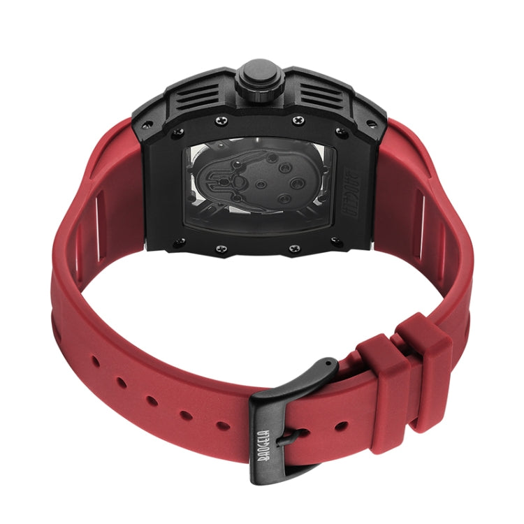 BAOGELA 224143 Barrel-shaped Hollow Surface Silicone Luminous Sports Men Watch(Steel Shell Black Belt) - Silicone Strap Watches by BAOGELA | Online Shopping South Africa | PMC Jewellery