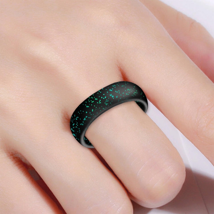 SH100 5.7mm Wide Silicone Ring Glitter Couple Ring No.10(Black and green) - Rings by PMC Jewellery | Online Shopping South Africa | PMC Jewellery