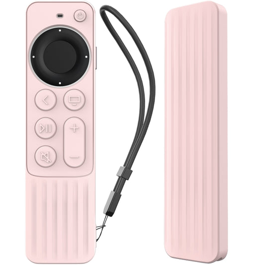 For Apple TV Siri Remote 2/3 AhaStyle PT166 Remote Controller Silicone Protective Case Striped Non-Slip Anti-Drop Cover(Pink) - Remote Control Covers by AhaStyle | Online Shopping South Africa | PMC Jewellery