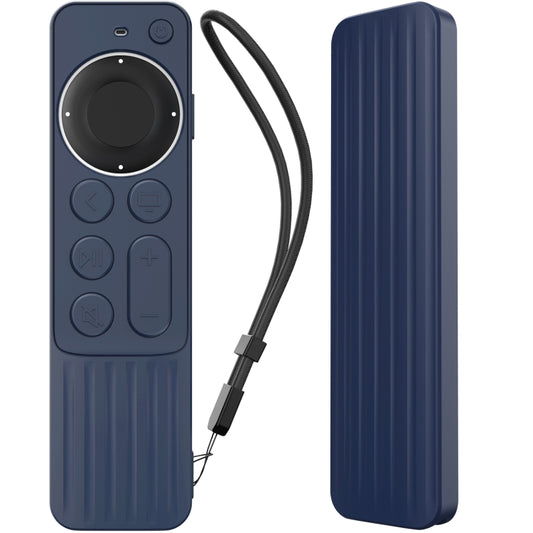 For Apple TV Siri Remote 2/3 AhaStyle PT166 Remote Controller Silicone Protective Case Striped Non-Slip Anti-Drop Cover(Midnight Blue) - Remote Control Covers by AhaStyle | Online Shopping South Africa | PMC Jewellery