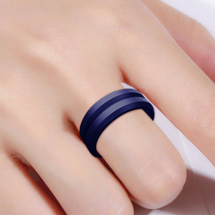 SiR053 V Shaped Grooved Edge Silicone Ring Outdoor Sports Couple Ring No.10(Dark Blue) - Rings by PMC Jewellery | Online Shopping South Africa | PMC Jewellery