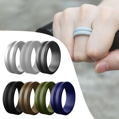 SiR053 V Shaped Grooved Edge Silicone Ring Outdoor Sports Couple Ring No.8(Deep Gray) - Rings by PMC Jewellery | Online Shopping South Africa | PMC Jewellery