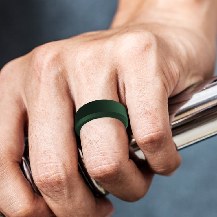 SIR062 8MM Wide Bevel Silicone Ring Sports Ring No.11(Forest Green) - Rings by PMC Jewellery | Online Shopping South Africa | PMC Jewellery