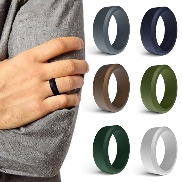 SIR062 8MM Wide Bevel Silicone Ring Sports Ring No.9(Dark Gray) - Rings by PMC Jewellery | Online Shopping South Africa | PMC Jewellery