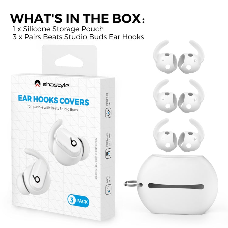 For Beats Studio Buds AhaStyle PT172 Earphone Silicone Ear Caps, Style: Earcap x 3+Case (White) - Anti-dust & Ear Caps by AhaStyle | Online Shopping South Africa | PMC Jewellery