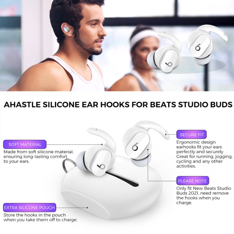 For Beats Studio Buds AhaStyle PT172 Earphone Silicone Ear Caps, Style: Earcap x 3+Case (White) - Anti-dust & Ear Caps by AhaStyle | Online Shopping South Africa | PMC Jewellery