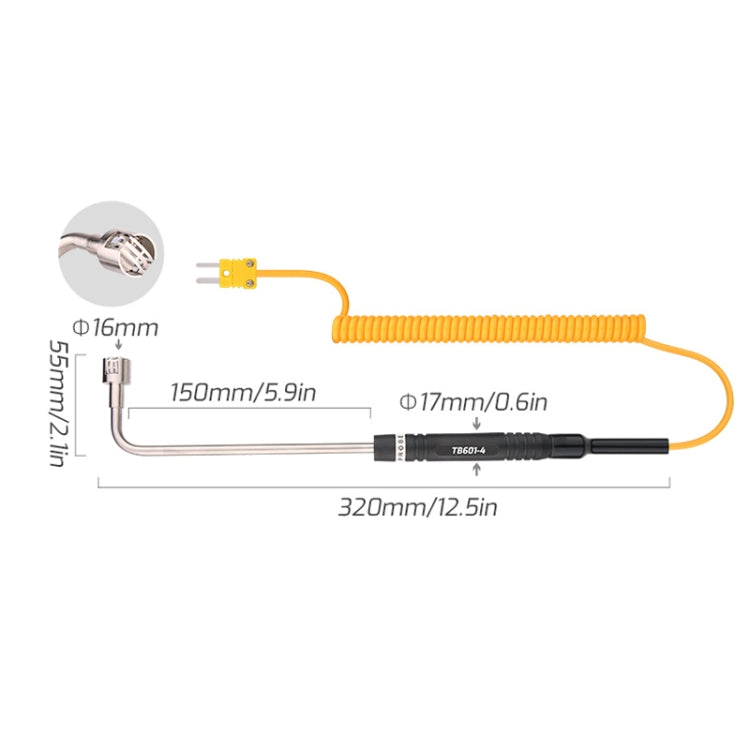 TASI TB601-4 Elbow Surface Thermocouple K-Type Probe Use With Thermometer - free shipping - PMC TechLife - Order now!