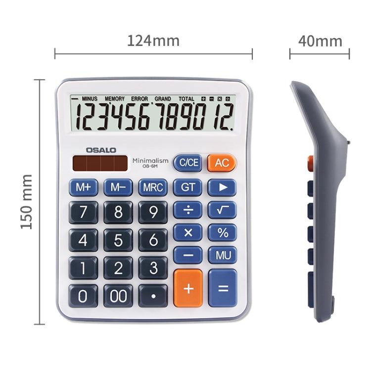 OSALO OS-6M 12-digit Office Desktop Calculator Solar Dual Power Calculator - free shipping - PMC TechLife - Order now!