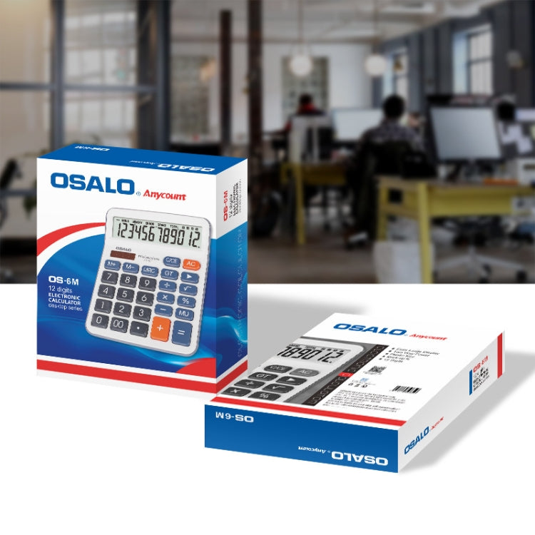 OSALO OS-6M 12-digit Office Desktop Calculator Solar Dual Power Calculator - free shipping - PMC TechLife - Order now!