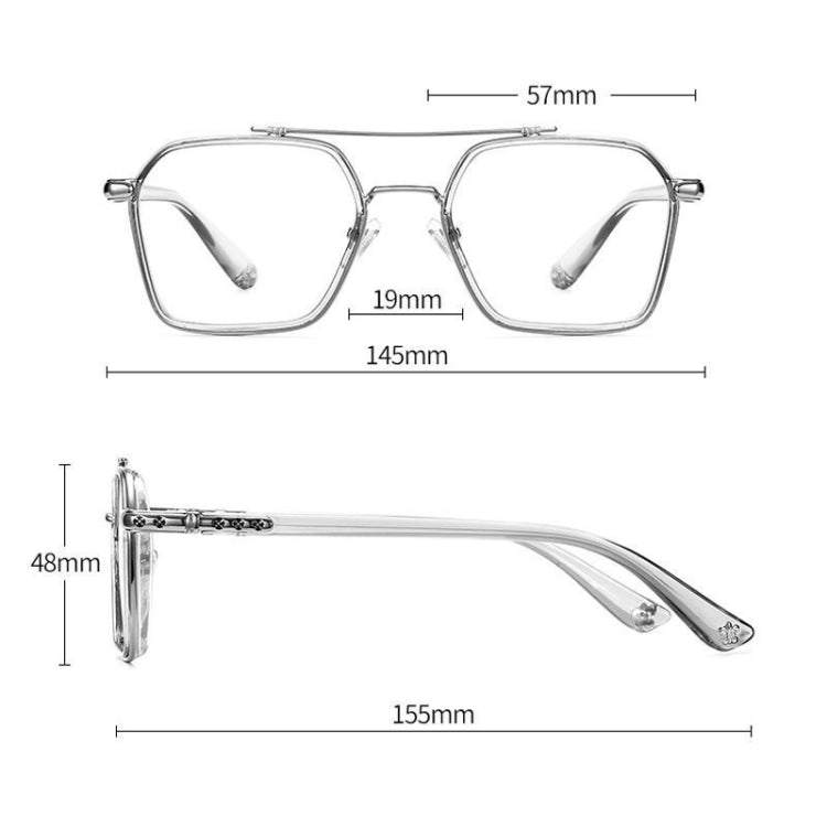 A5 Double Beam Polarized Color Changing Myopic Glasses, Lens: -250 Degrees Gray Change Grey(Gray Silver Frame) - Plain Glass Spectacles by PMC Jewellery | Online Shopping South Africa | PMC Jewellery