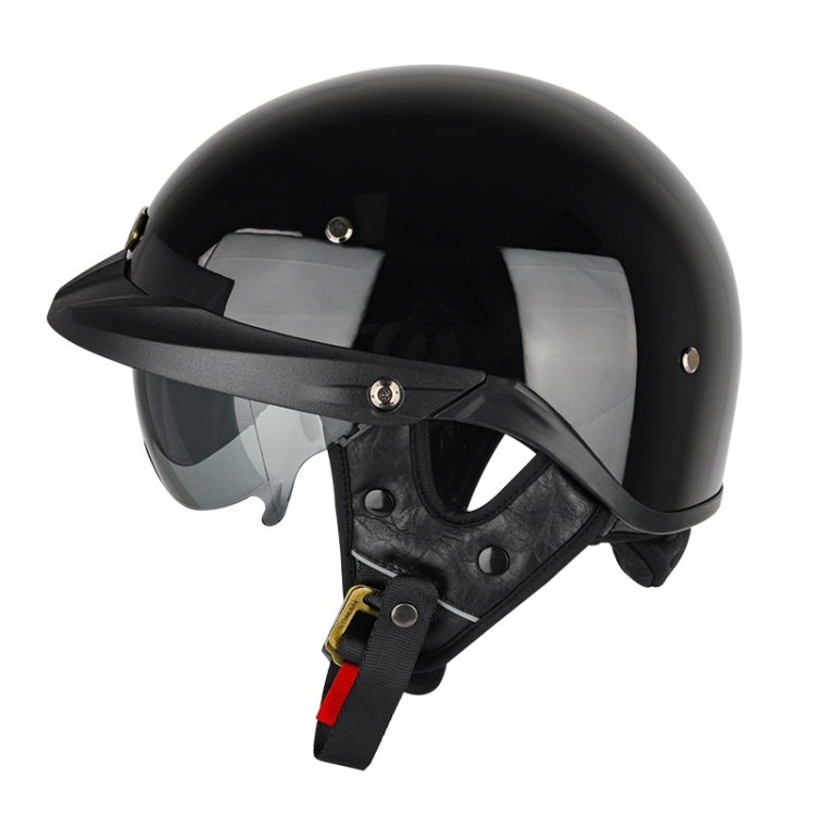 SOMAN Motorcycle Half Helmet Adjustable Helmet With Inner Mirror, Size: M(Bright Black) - Helmets by SOMAN | Online Shopping South Africa | PMC Jewellery | Buy Now Pay Later Mobicred