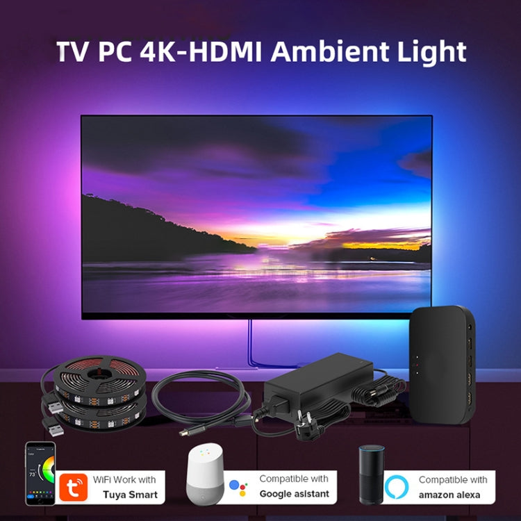 HDMI 2.0-PRO Smart Ambient TV Led Backlight Led Strip Lights Kit Work With TUYA APP Alexa Voice Google Assistant 2 x 1m(US Plug) - Casing Waterproof Light by PMC Jewellery | Online Shopping South Africa | PMC Jewellery