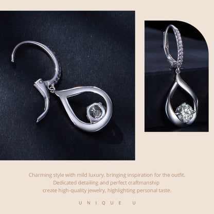 Sterling Silver Plated Rhodium Drop Moissanite Earrings - Stud Earrings & Earrings by PMC Jewellery | Online Shopping South Africa | PMC Jewellery