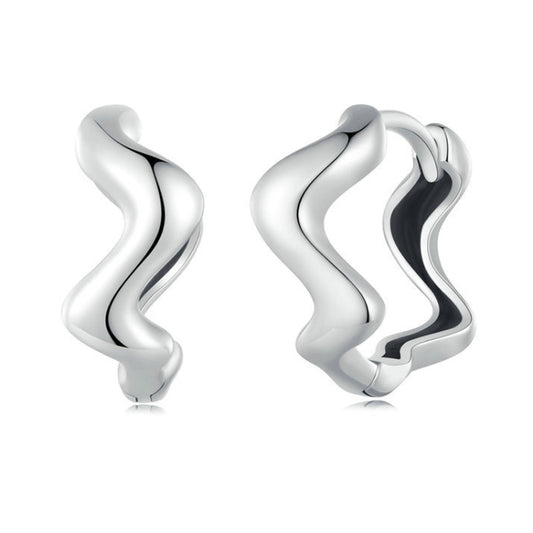 Sterling Silver S925 Simple Wave Ladies Earrings - Stud Earrings & Earrings by PMC Jewellery | Online Shopping South Africa | PMC Jewellery