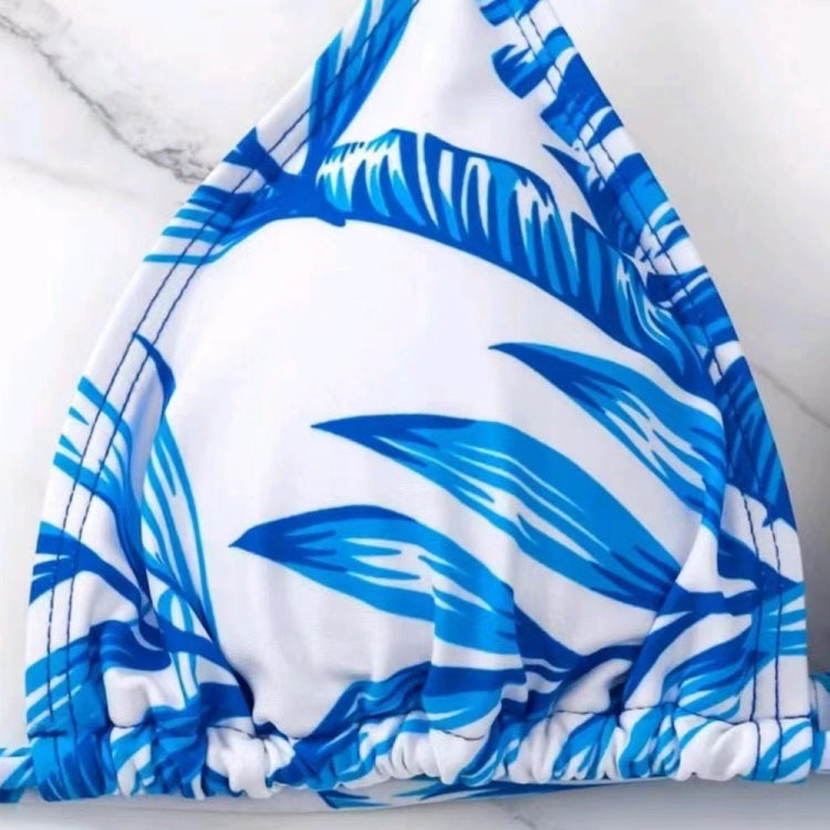 Leaf-print Waist Lace-up Three-Piece Bikini Set Long-sleeved Beach Sun Protection Swimsuit, Size: XL(Orange) - Swimwear by PMC Jewellery | Online Shopping South Africa | PMC Jewellery