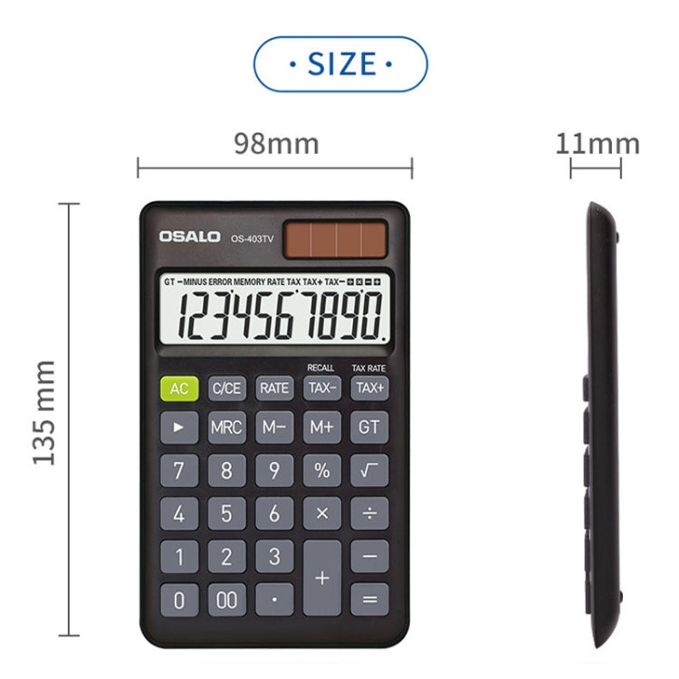 OSALO OS-403TV 10-digit LCD Screen Solar Dual Power Supply Mini Student Desktop Calculator - free shipping - PMC TechLife - Order now!