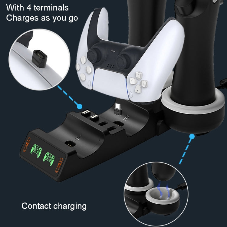 Iplay HBP-301 For PS5 / PS VR MOVE Controller Handle Dual Seat Charger 4 In 1 Charger(Black) - Charger & Power by iplay | Online Shopping South Africa | PMC Jewellery | Buy Now Pay Later Mobicred