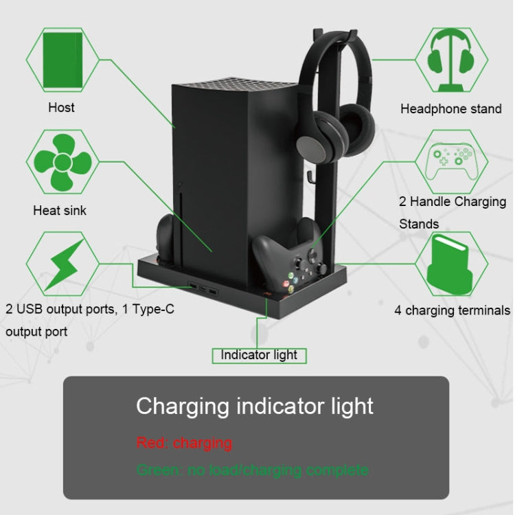 Iplay HBX-274 for Xbox Series X Host Multifunctional Heat Dissipation Base with Gamepad Double Charger(Black) - Charger & Power by iplay | Online Shopping South Africa | PMC Jewellery