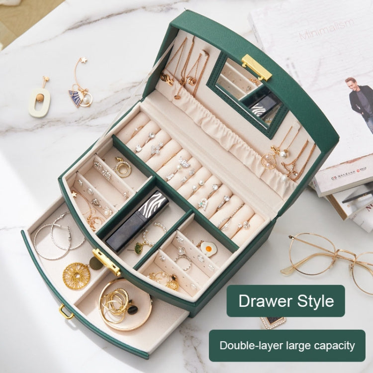 Large-capacity Double-layer Jewelry Storage Box Drawer Ring Earring Jewelry Storage Box(White) - Jewelry Storages by PMC Jewellery | Online Shopping South Africa | PMC Jewellery