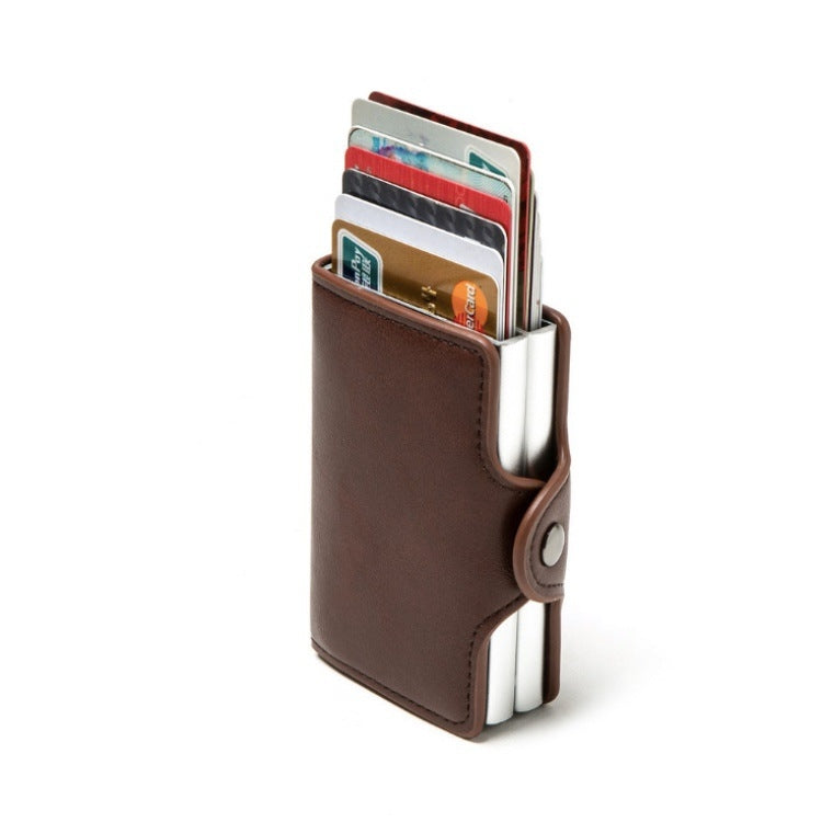 Automatic Pop-up Card Holder Metal Card Box RFID Credit Card Bank Card Box Wallet(Brown) - free shipping - PMC TechLife - Order now!